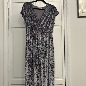 Urban Outfitters Gray Crushed Velvet Jumpsuit